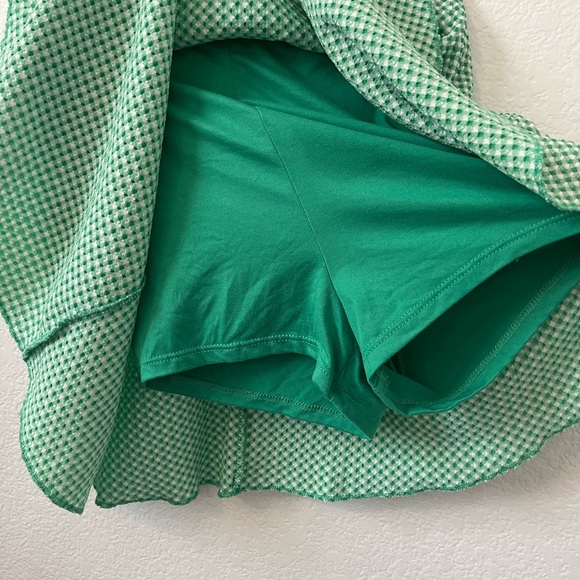 Green Checkered Women's Mini Skirt With Built-in Shorts - Picture 3 of 6